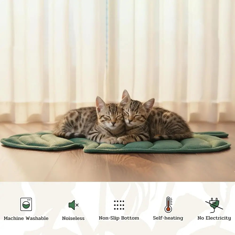 Leaf Shaped Self Warming Pet Bed Mat For Cat And Dog Washable Non Slip