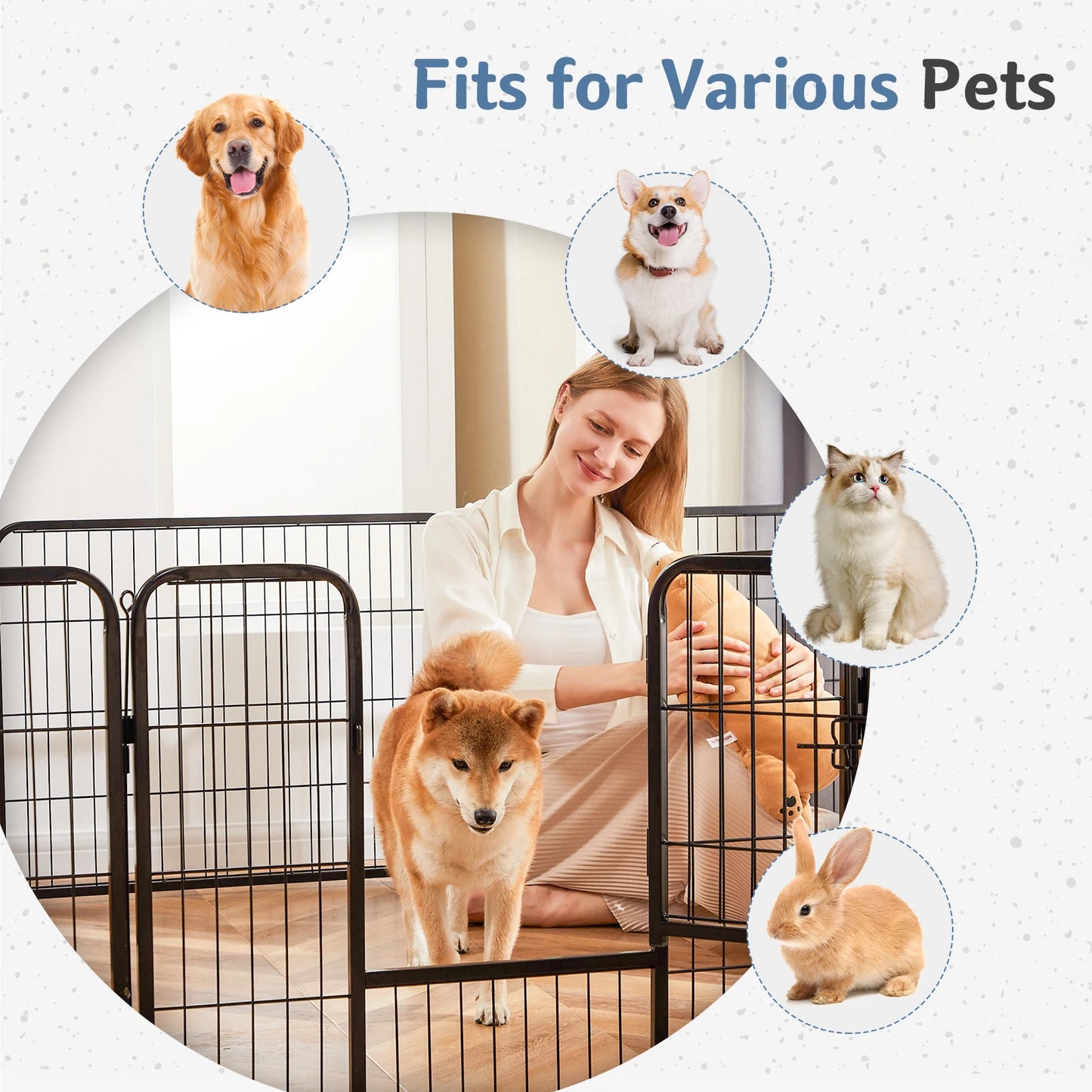 JHK 16-Panel Dog Playpen Metal Fence For Indoor Outdoor Use