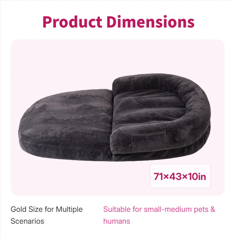 Dual-Use Foldable Pet Bed for Shared Comfort and Cozy Cuddler