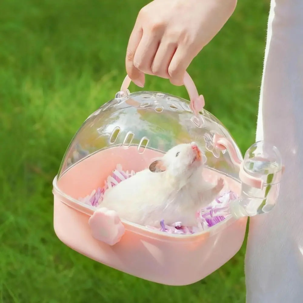 Hamster Carrier Cage With Water Bottle Small Animal Case