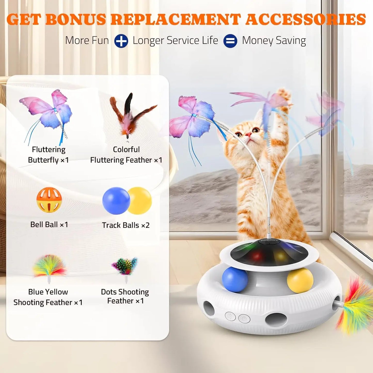 Interactive Cat Toy 4 In 1 Rechargeable Automatic Kitten Toy