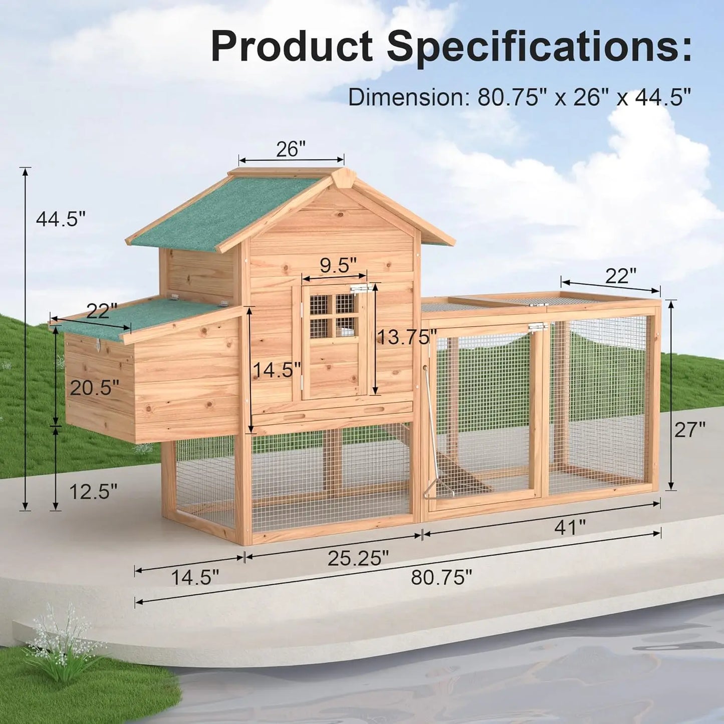 Outdoor Chicken Coop For Two To Four Chickens Wooden Hen House Waterproof Roof