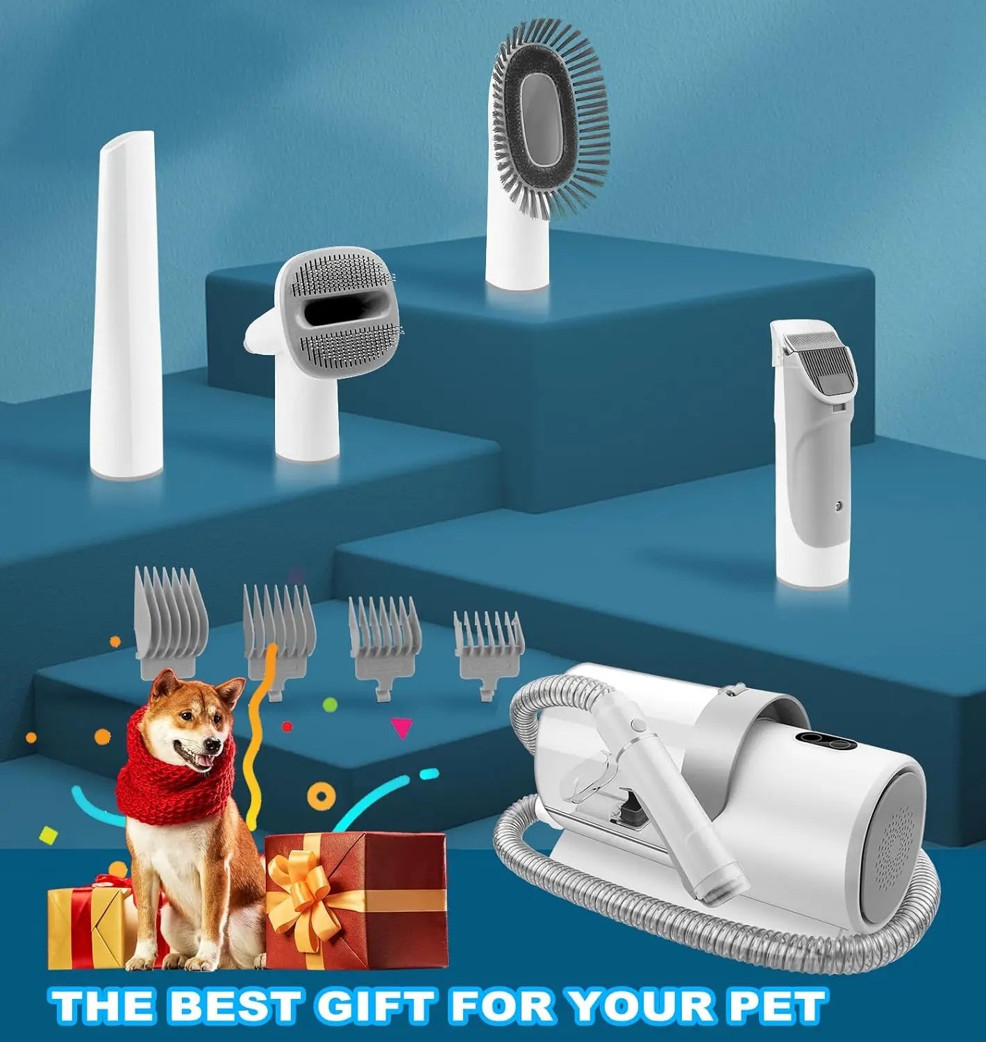 Dog Grooming Kit With Hair Clipper Combs And Vacuum