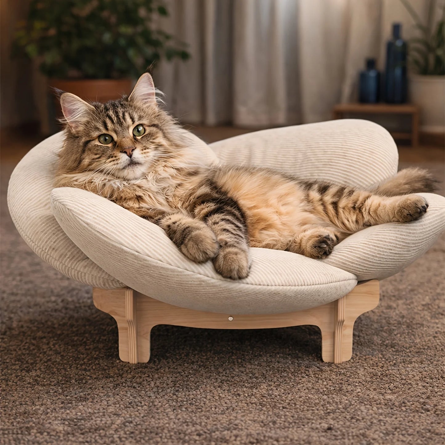 Flower Shaped Pet Sofa Bed With Solid Wood Frame And Washable Cushion