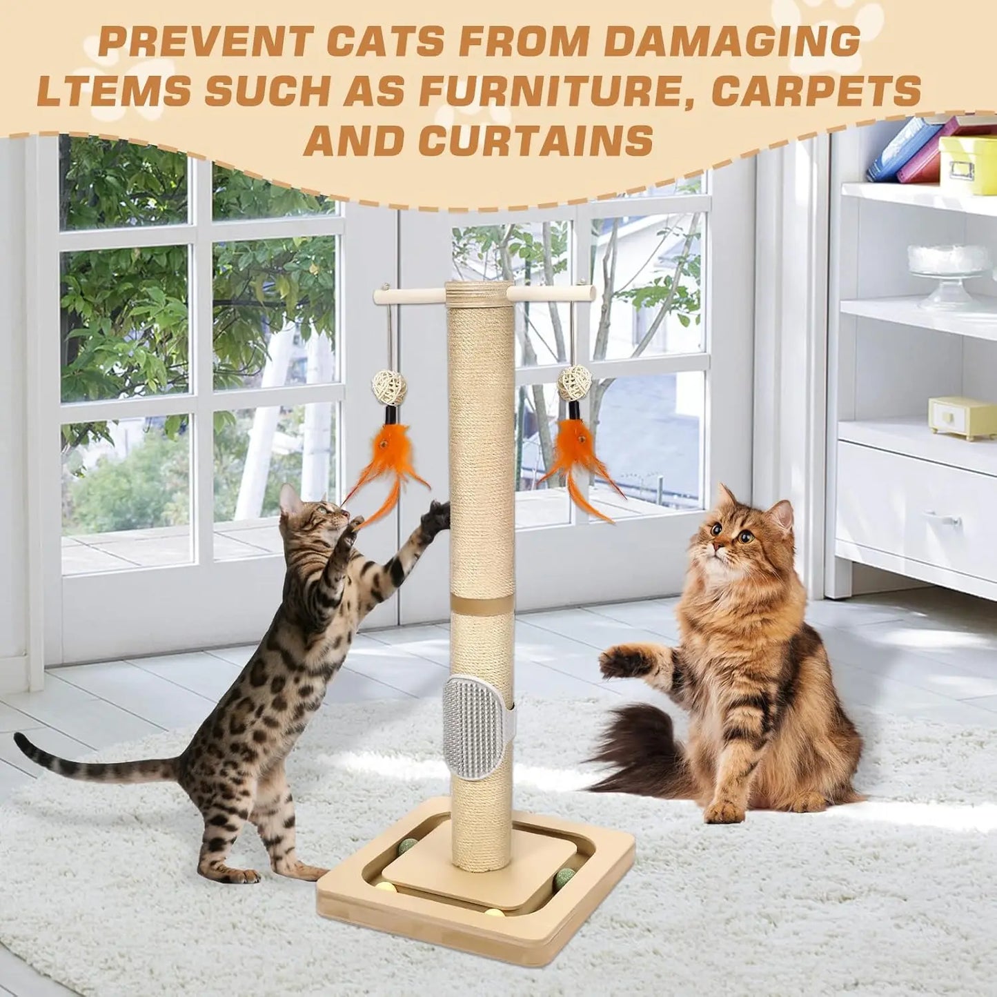 Cat Tree With 3-Tier Ball Track And Jute Scratching Post