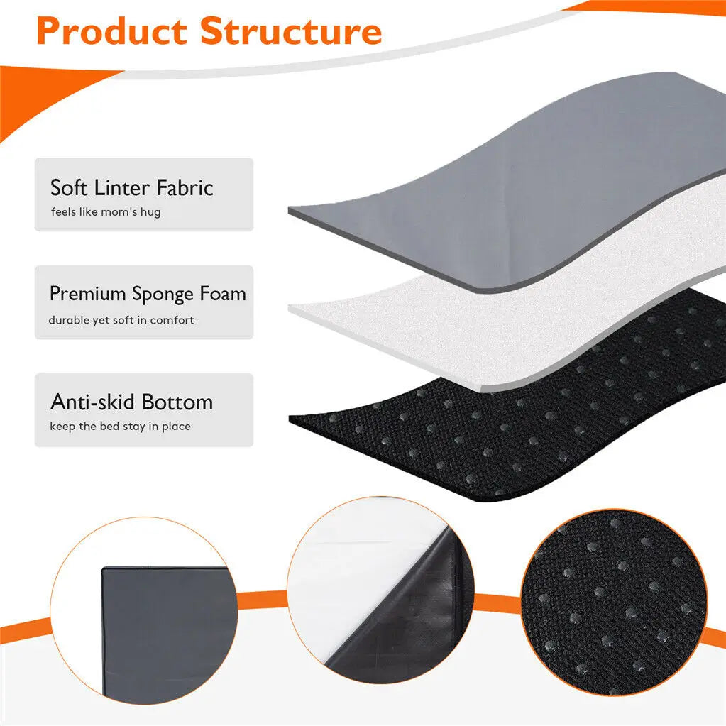 Orthopedic Memory Foam Dog Crate Mattress With Washable Waterproof Cover