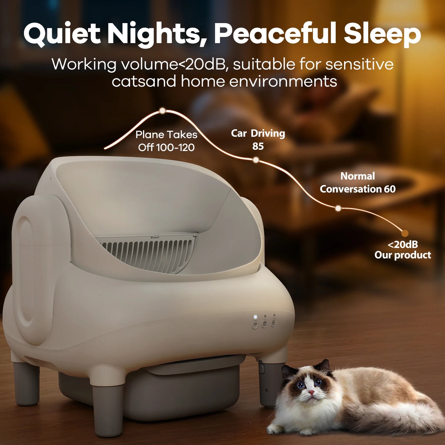 Cumrige Open Top Self Cleaning Cat Litter Box App Control