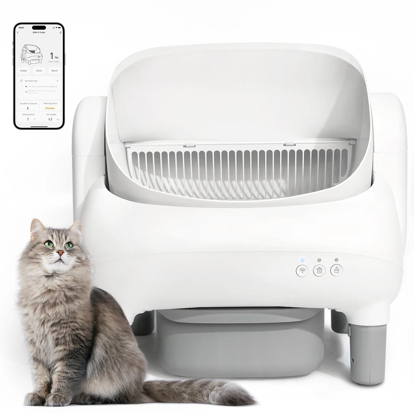 Cumrige Open Top Self Cleaning Cat Litter Box App Control