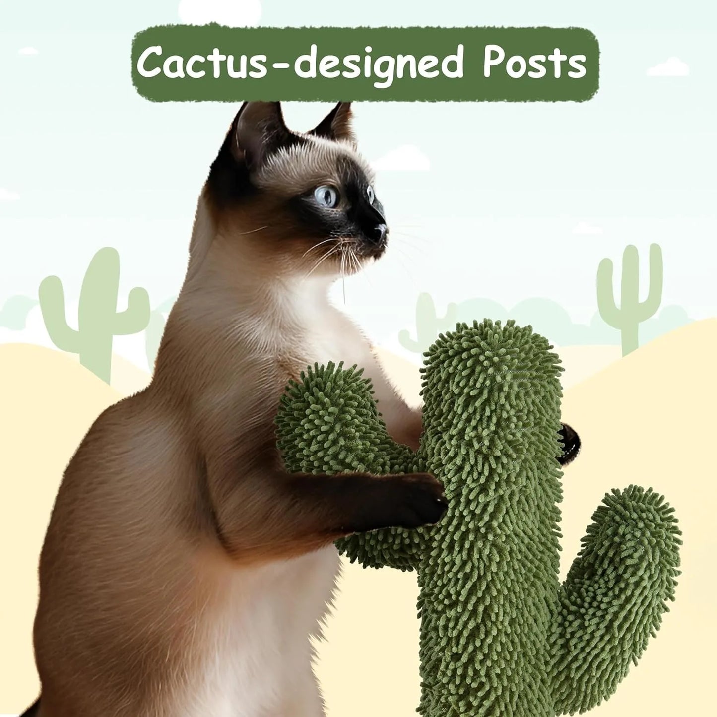 Cactus Cat Tree Three-Tier Cat Tower With Perch And Condo