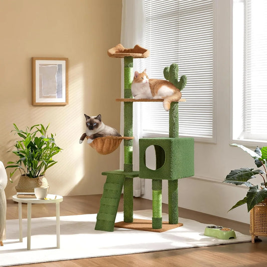 Cactus Cat Tree Three-Tier Cat Tower With Perch And Condo
