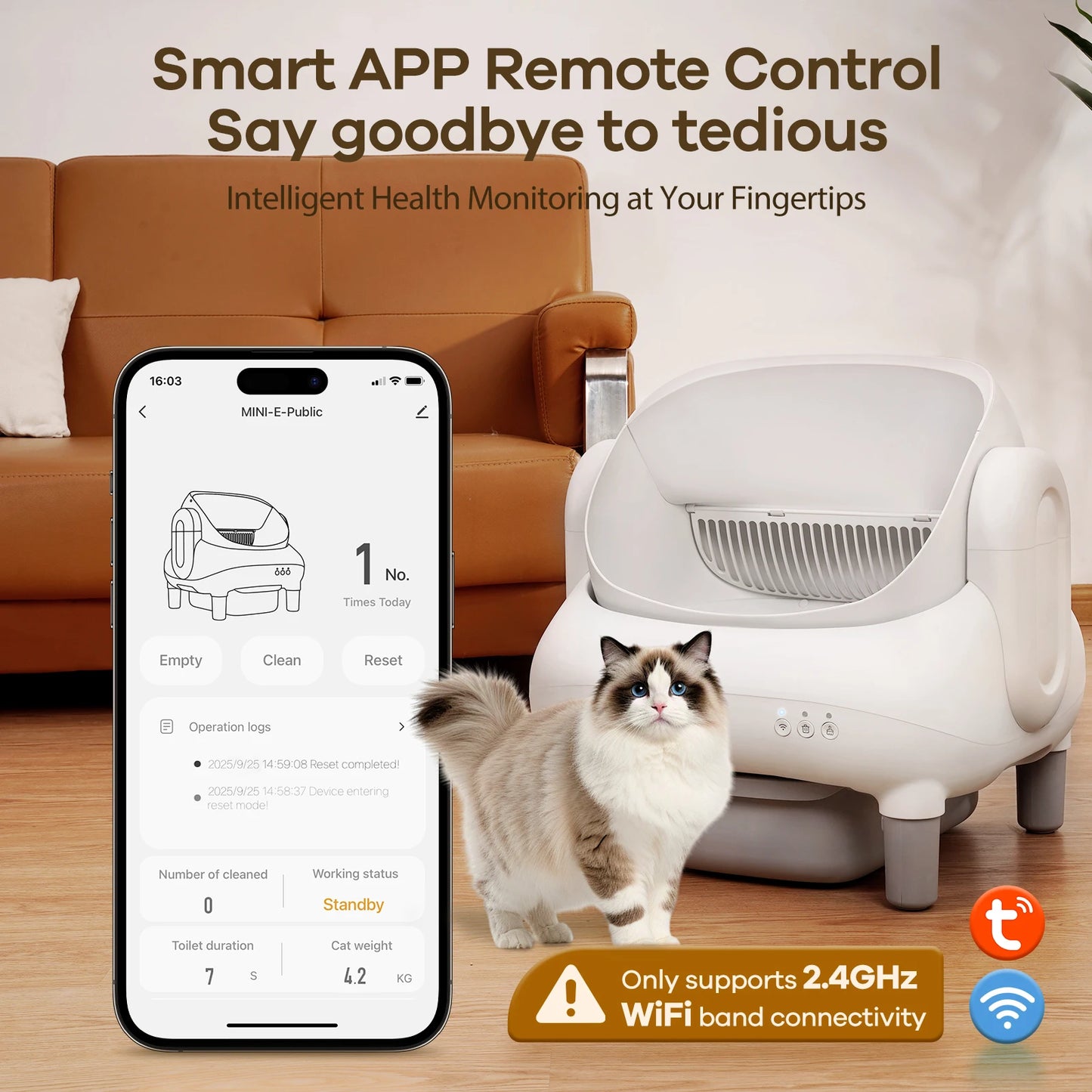 Cumrige Open Top Self Cleaning Cat Litter Box App Control