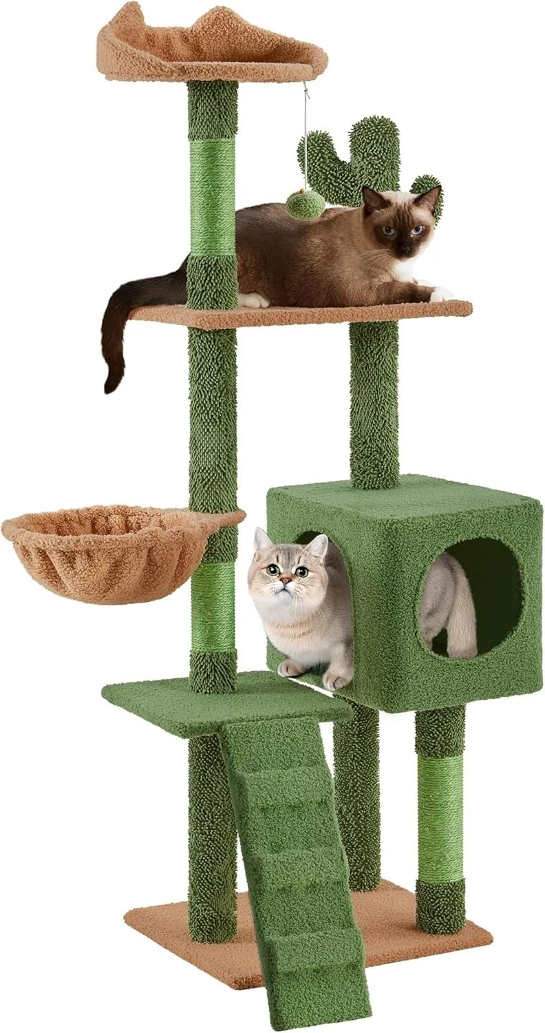 Cactus Cat Tree Three-Tier Cat Tower With Perch And Condo
