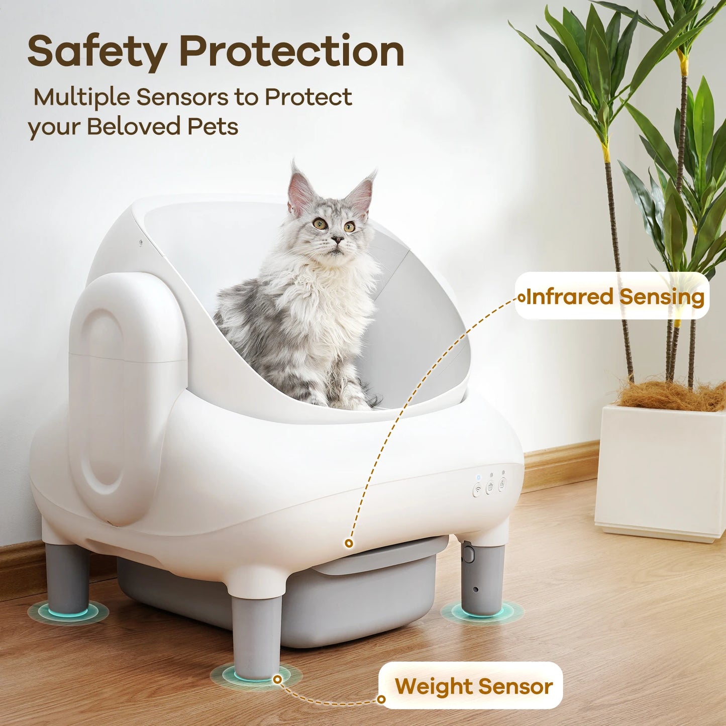 Cumrige Open Top Self Cleaning Cat Litter Box App Control