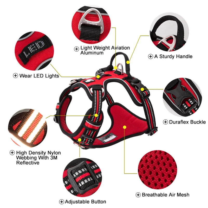 TRUELOVE Reflective Dog Harness No-Pull Adjustable Vest