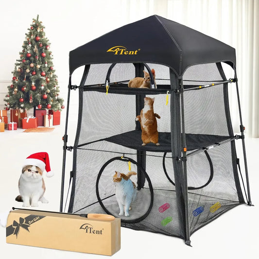 Cat Enclosure And Tower Tent Indoor Outdoor Triple-Tier Catio