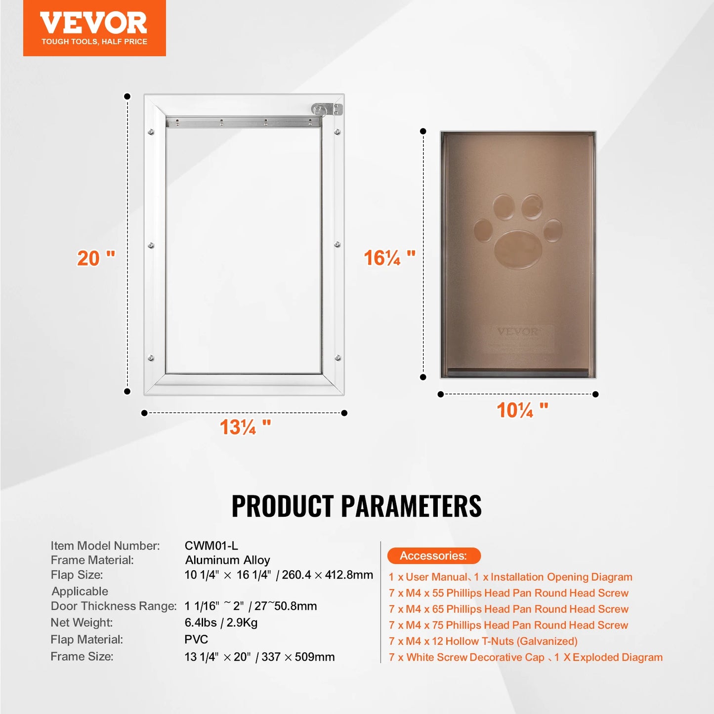 SucceBuy Pet Door With Aluminum Frame And Lockable Flap Weatherproof