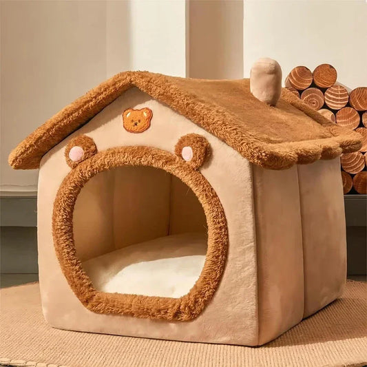 Foldable Pet House Removable Washable Cat Bed and Puppy Cave