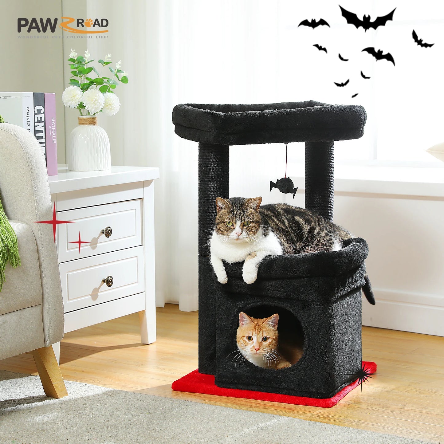 PEQULTI Cat Tree Tower With Cozy Condo And Plush Perch