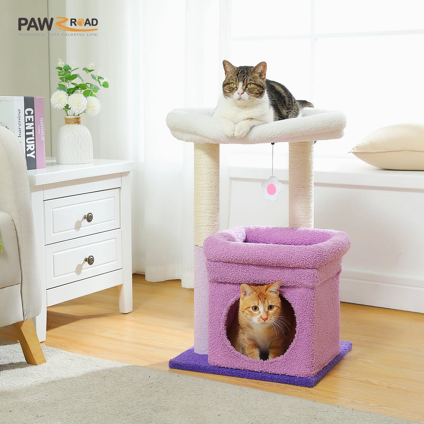PEQULTI Cat Tree Tower With Cozy Condo And Plush Perch