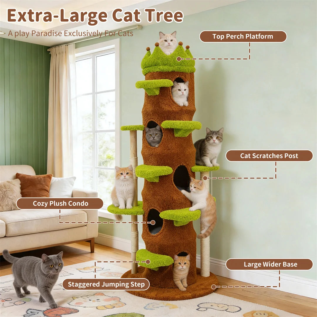 BINGOPAW Indoor Cat Tree Activity Center Tower With Crown Top Perch And Sisal Scratching Post
