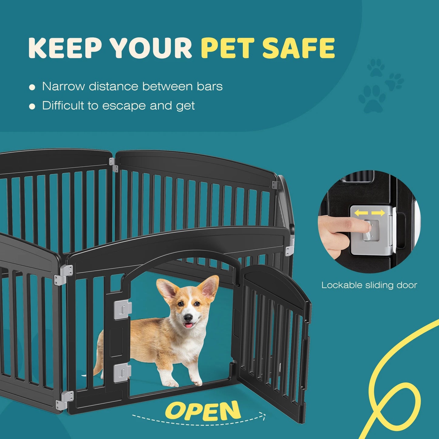 JHK Plastic Dog Playpen Expandable Pet Fence Six Panel