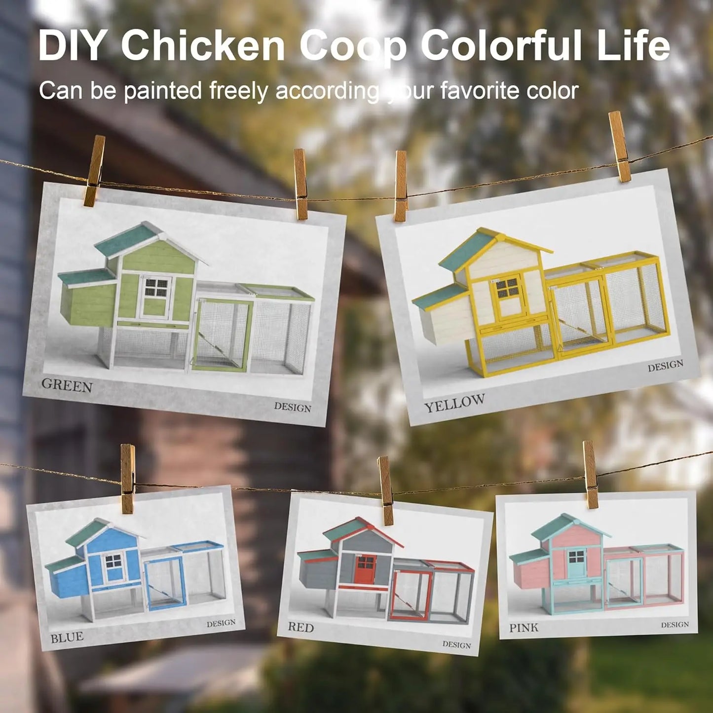 Outdoor Chicken Coop For Two To Four Chickens Wooden Hen House Waterproof Roof