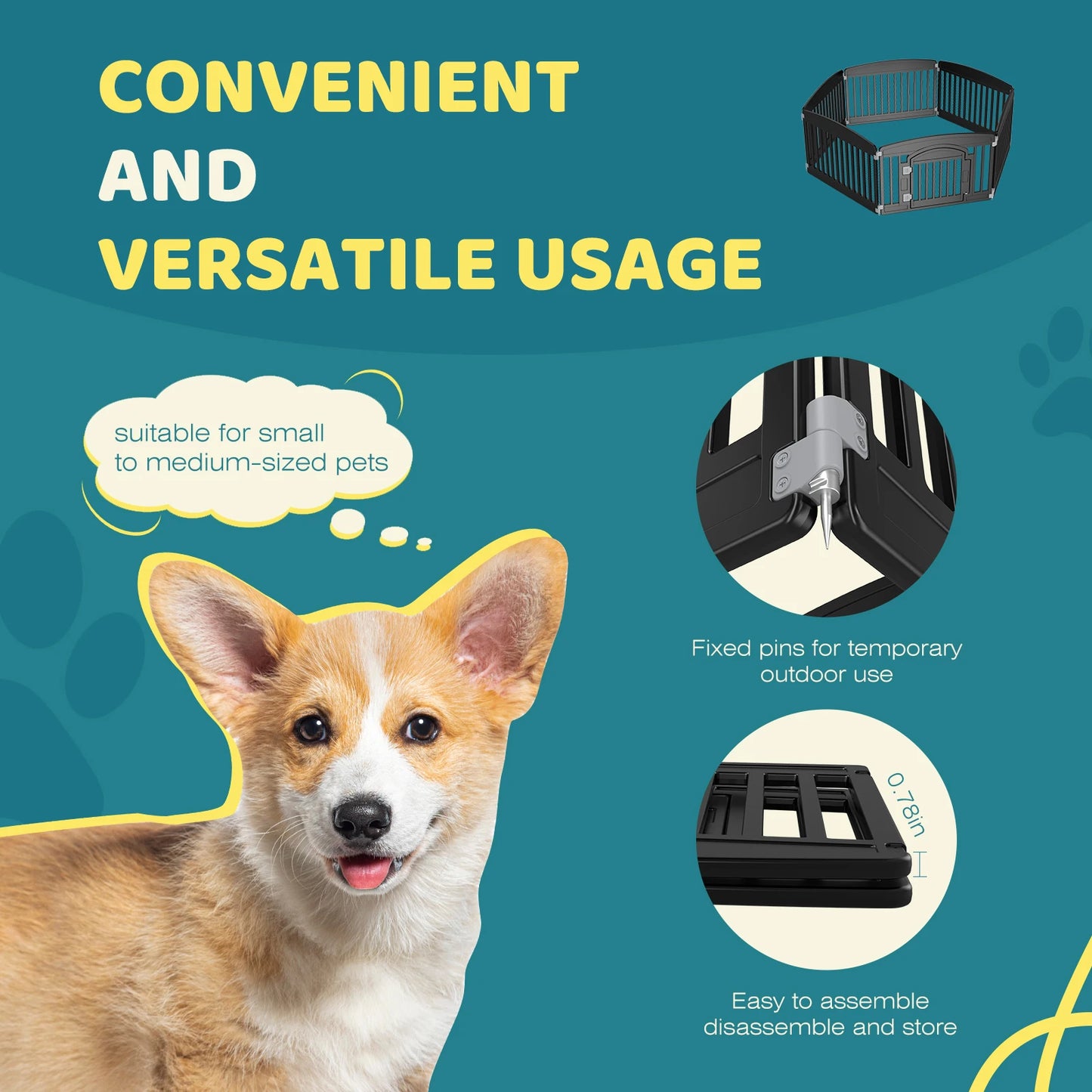 JHK Plastic Dog Playpen Expandable Pet Fence Six Panel