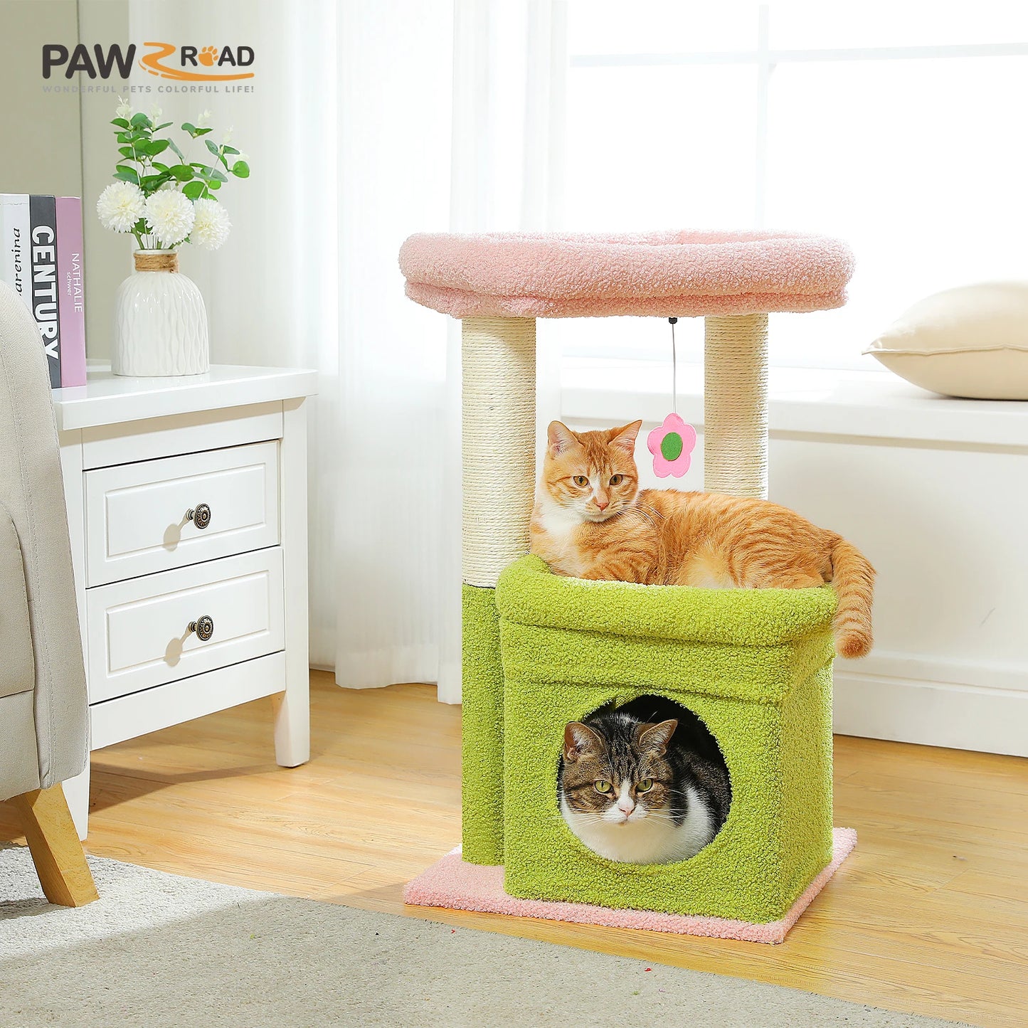 PEQULTI Cat Tree Tower With Cozy Condo And Plush Perch