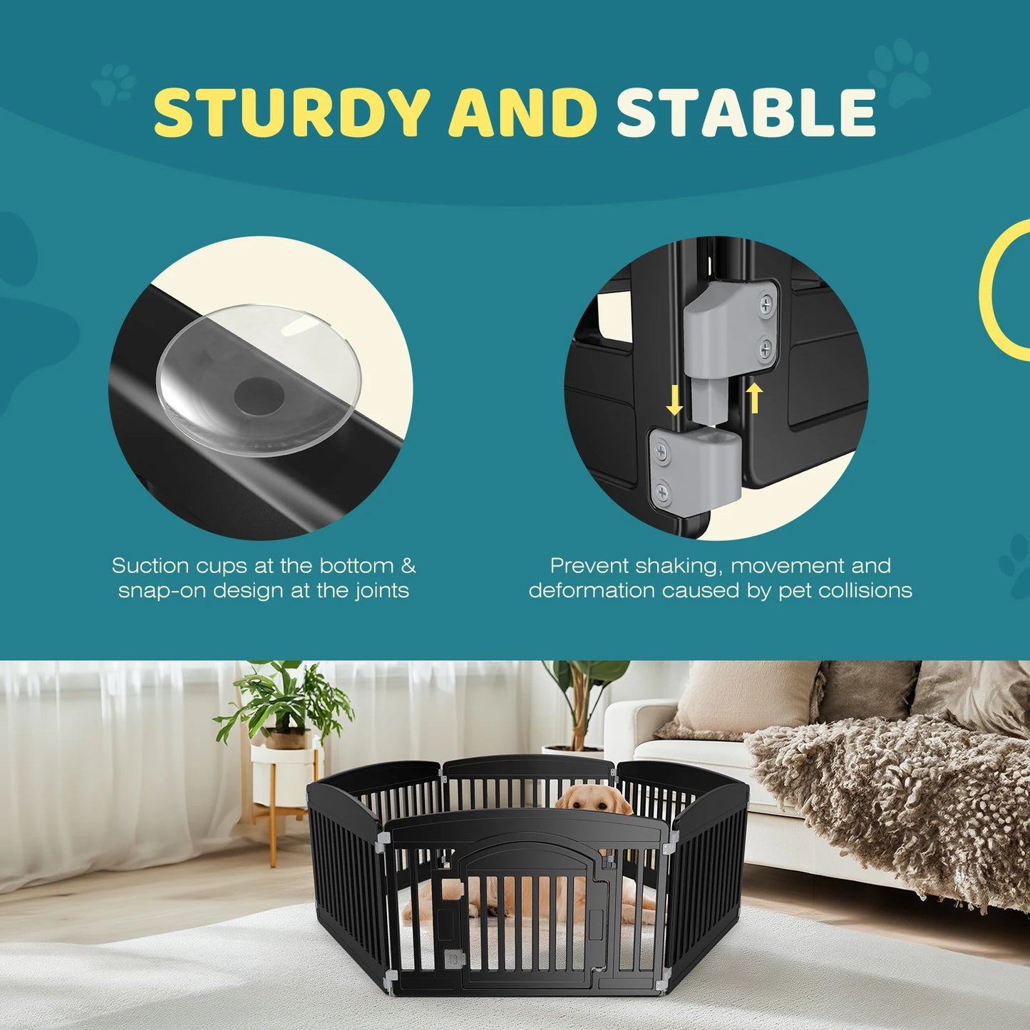 JHK Plastic Dog Playpen Expandable Pet Fence Six Panel