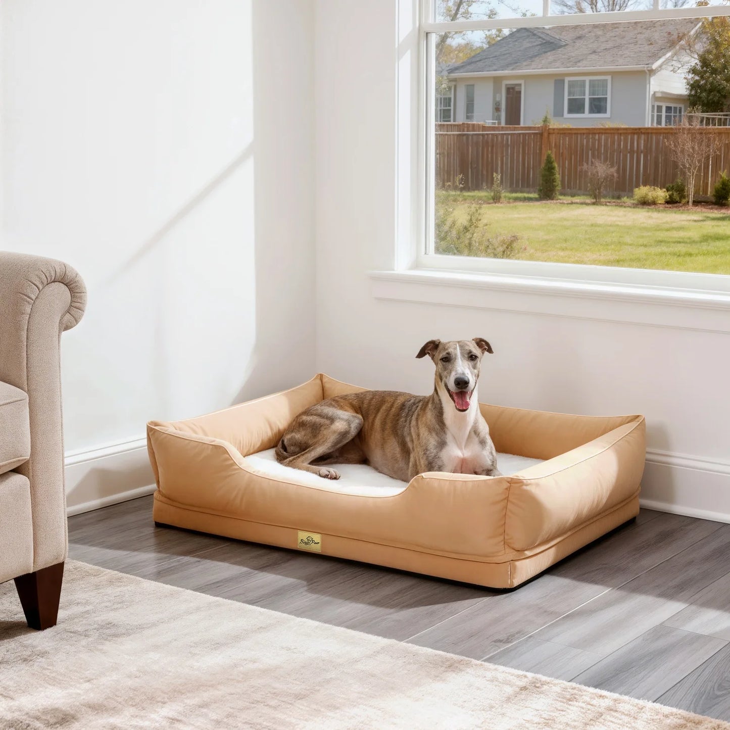 BINGOPAW Orthopedic Dog Bed With Bolster And Removable Waterproof Cover