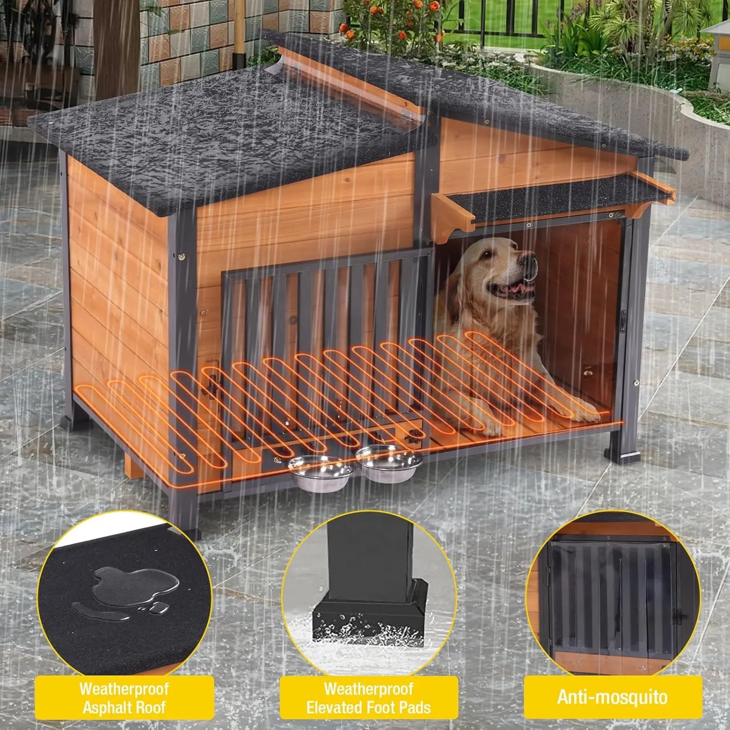 Chew-Resistant Metal Frame Dog House With Waterproof Roof
