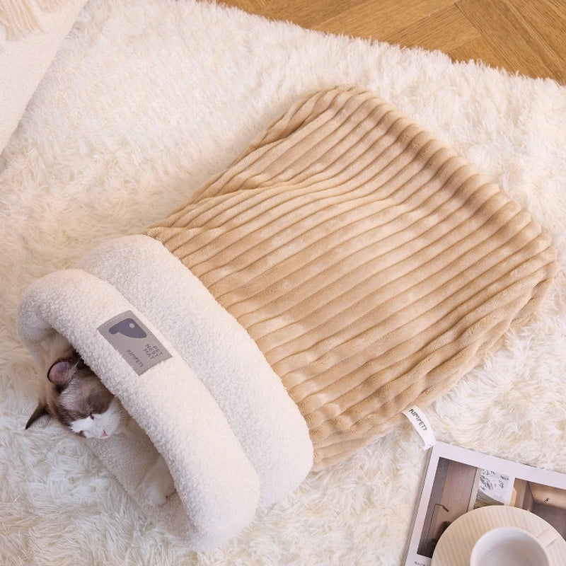 Autumn Winter Cat Sleeping Bag Semi Enclosed Cat Nest