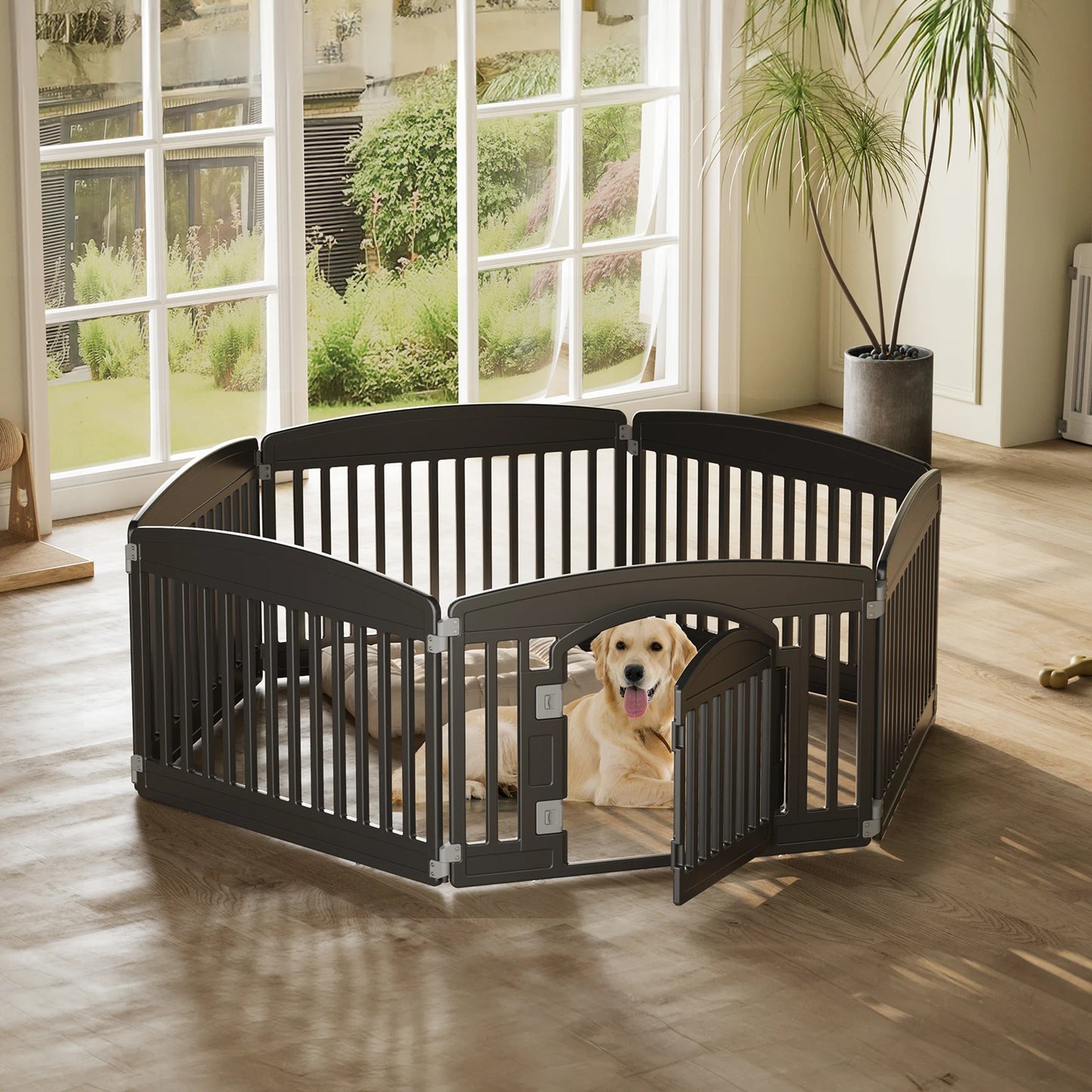 JHK Plastic Dog Playpen Expandable Pet Fence Six Panel
