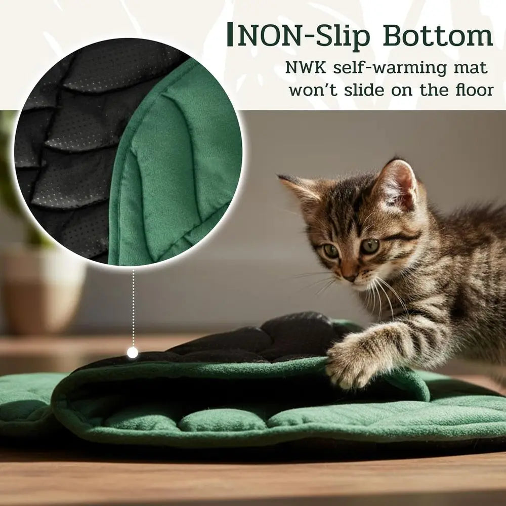 Leaf Shaped Self Warming Pet Bed Mat For Cat And Dog Washable Non Slip