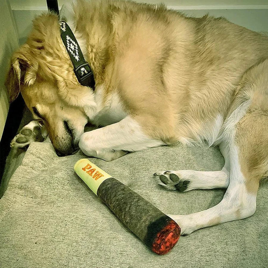Funny Cigar Design Interactive Dog Toy Squeaky Plush Chew