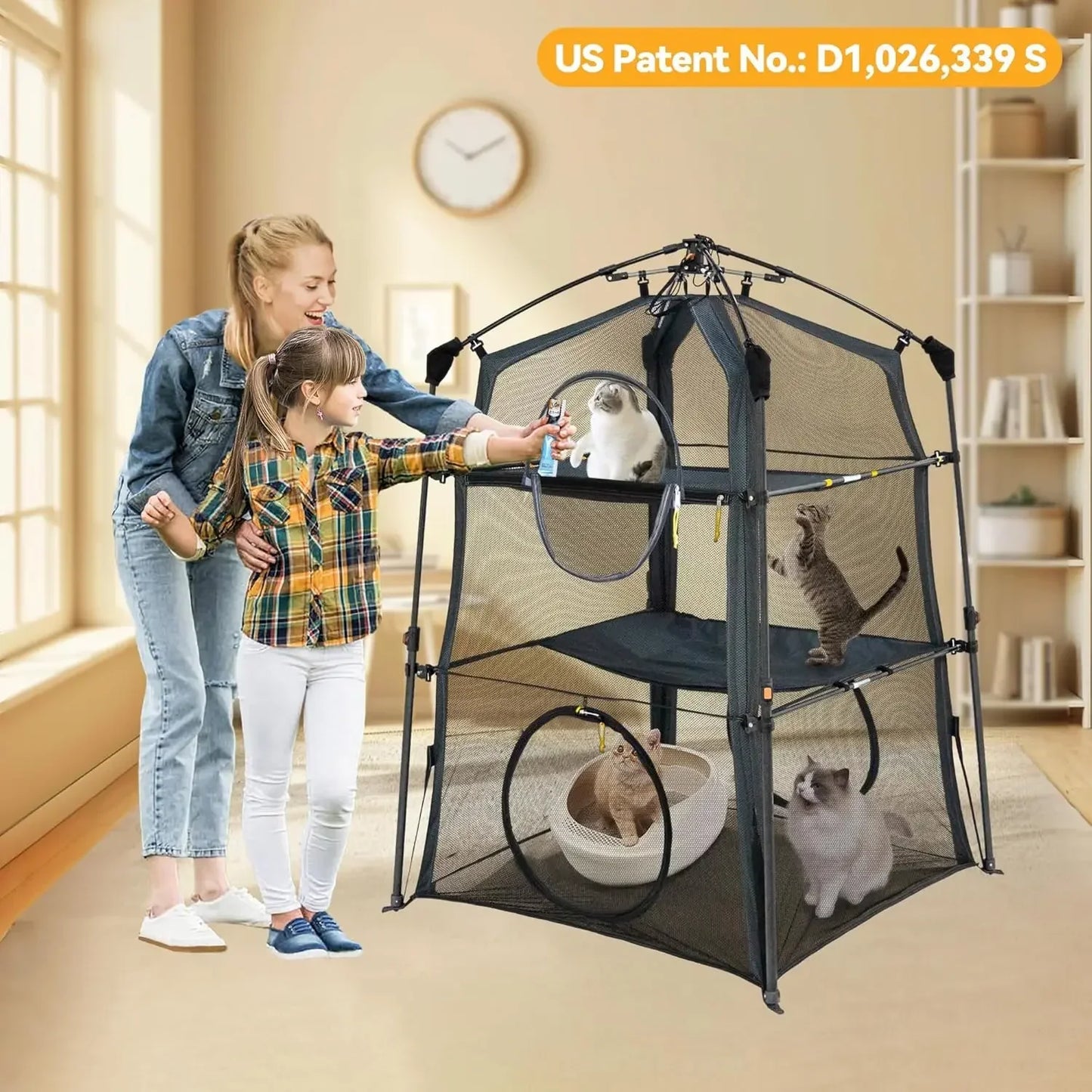 Cat Enclosure And Tower Tent Indoor Outdoor Triple-Tier Catio