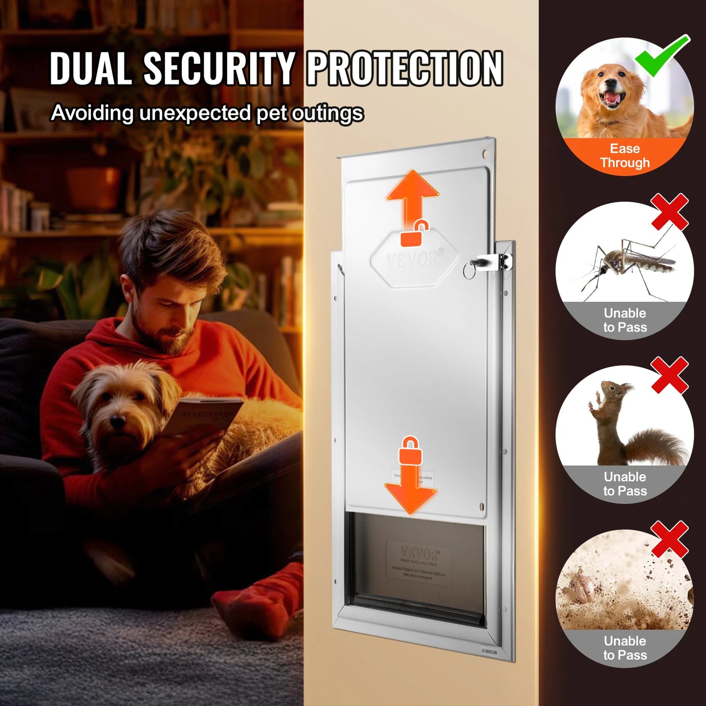 SucceBuy Pet Door With Aluminum Frame And Lockable Flap Weatherproof