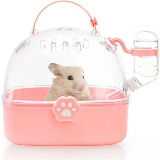 Hamster Carrier Cage With Water Bottle Small Animal Case
