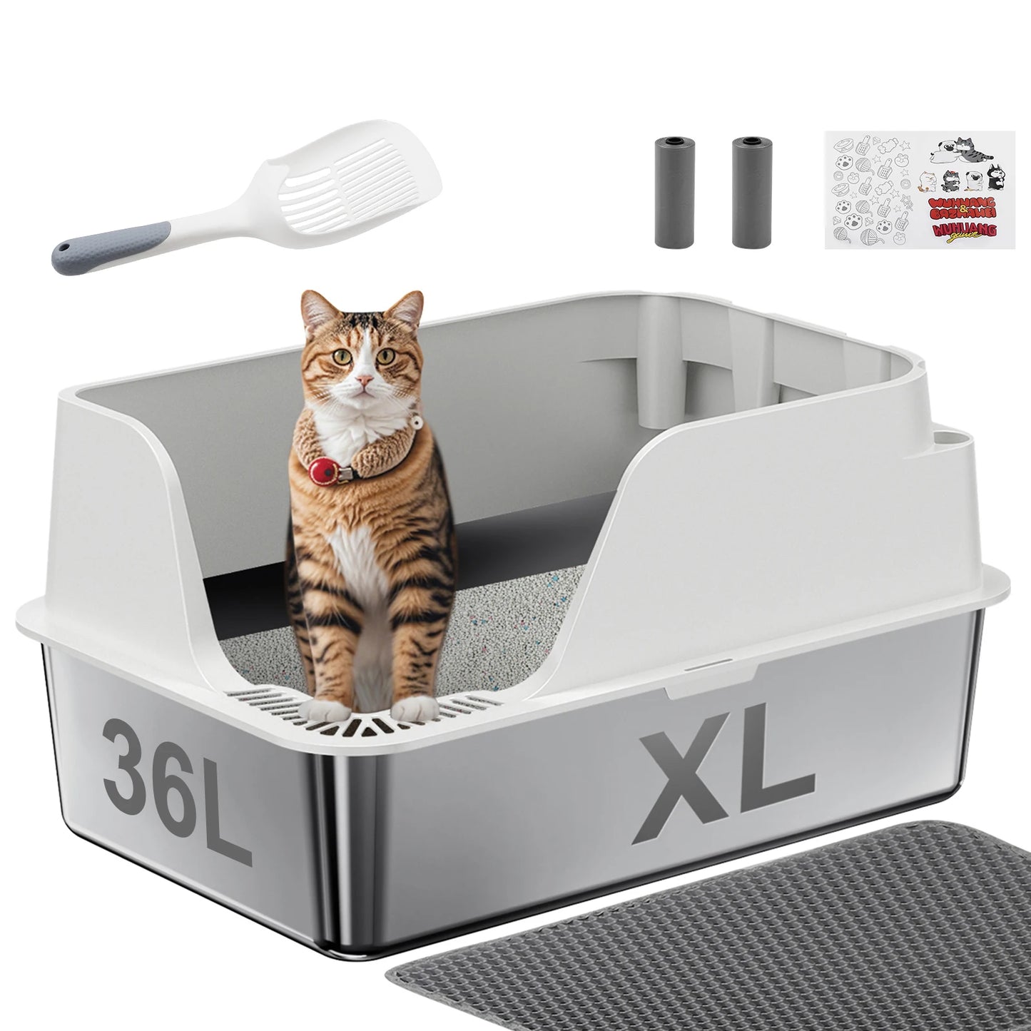 Stainless Steel Cat Litter Box Semi Closed With Leak Proof