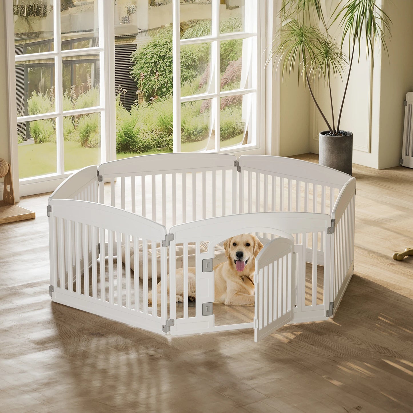 JHK Plastic Dog Playpen Expandable Pet Fence Six Panel