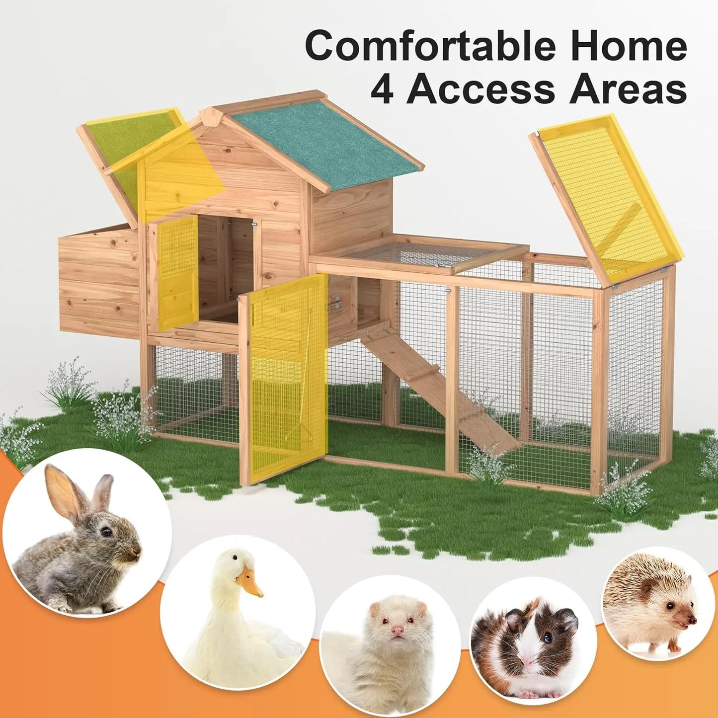 Outdoor Chicken Coop For Two To Four Chickens Wooden Hen House Waterproof Roof