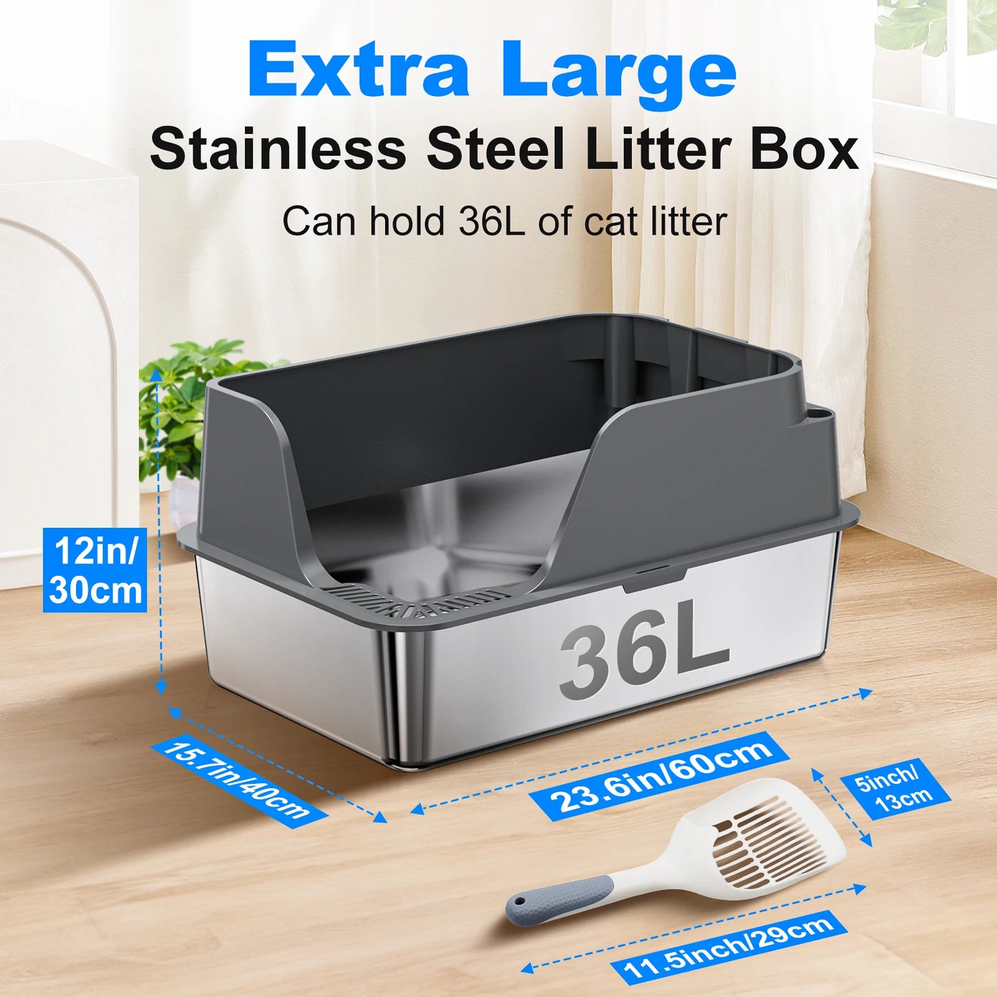 Stainless Steel Cat Litter Box Semi Closed With Leak Proof