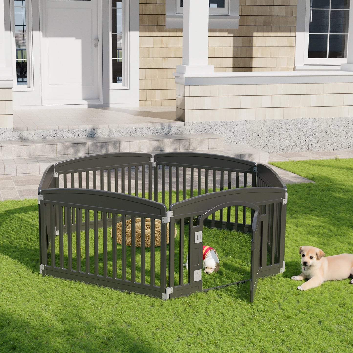 JHK Plastic Dog Playpen Expandable Pet Fence Six Panel