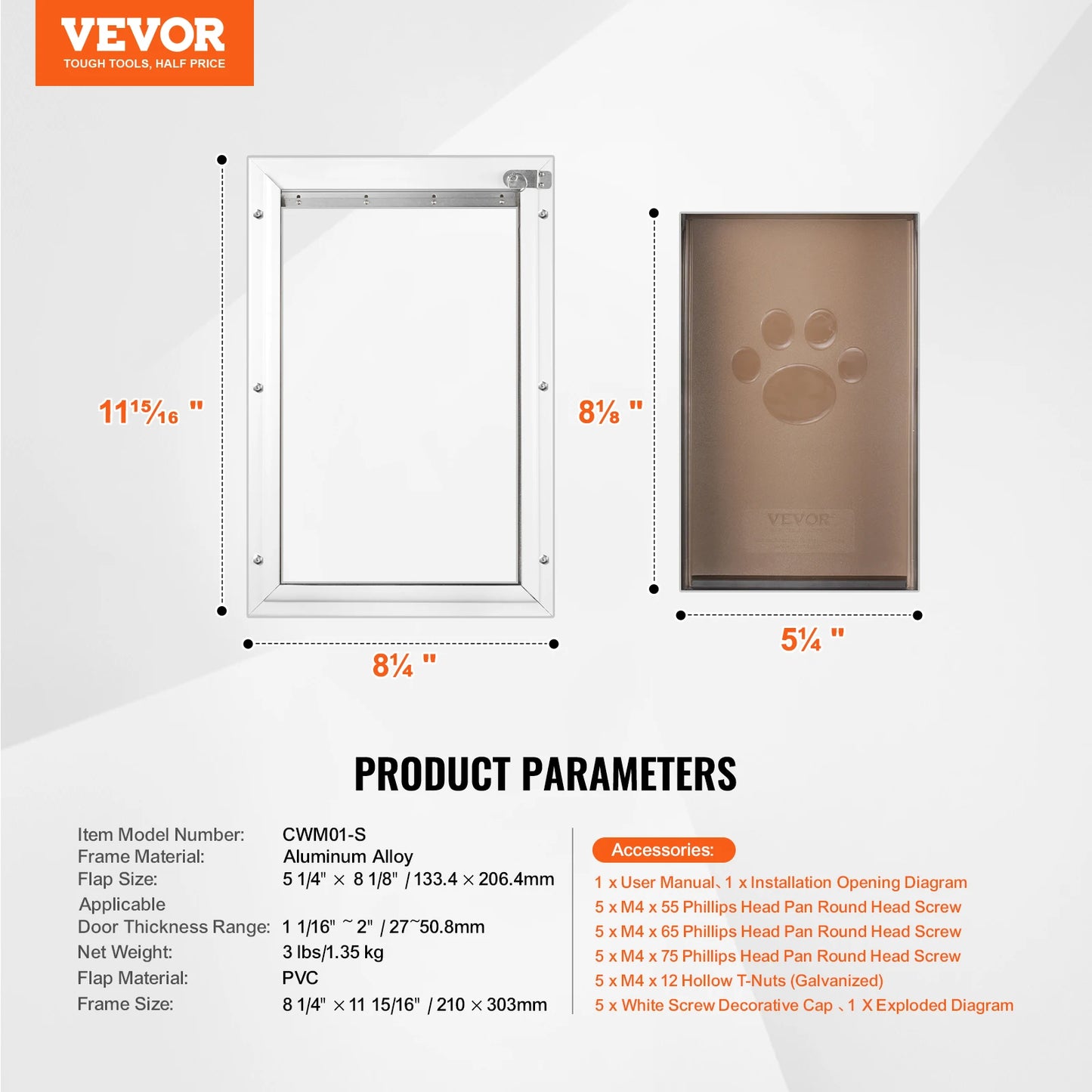 SucceBuy Pet Door With Aluminum Frame And Lockable Flap Weatherproof