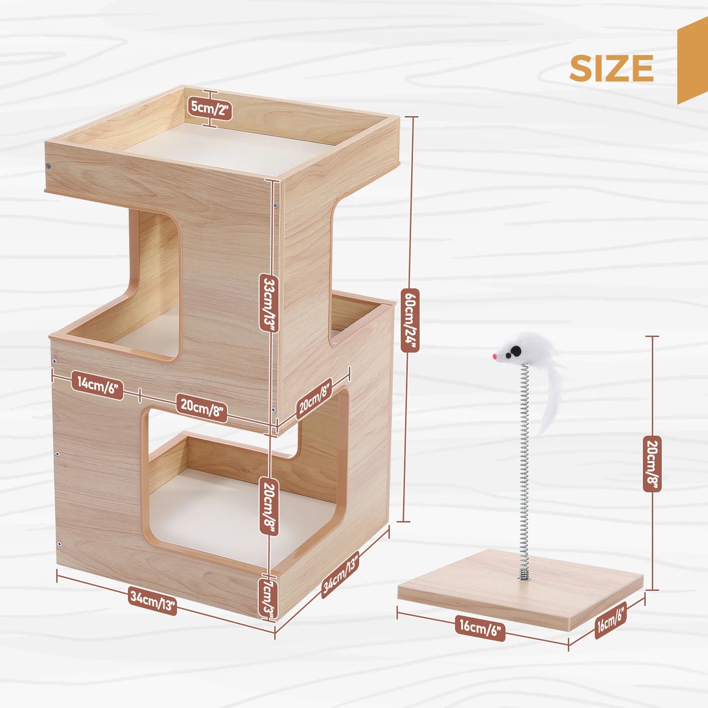 PAWZ Road Wood Cat Condo Bed With Scratching Pads Deluxe