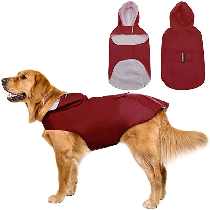 Dog Waterproof Raincoat With Reflective Hooded Jacket For Pets
