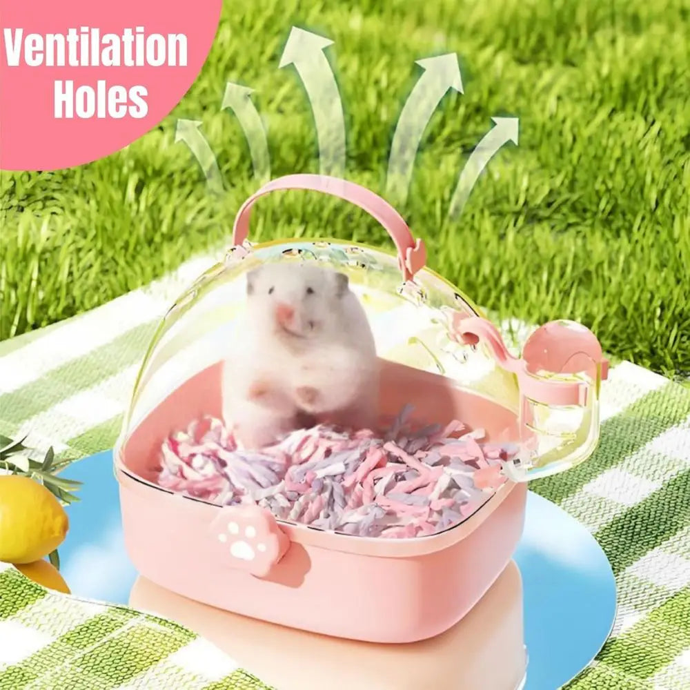 Hamster Carrier Cage With Water Bottle Small Animal Case