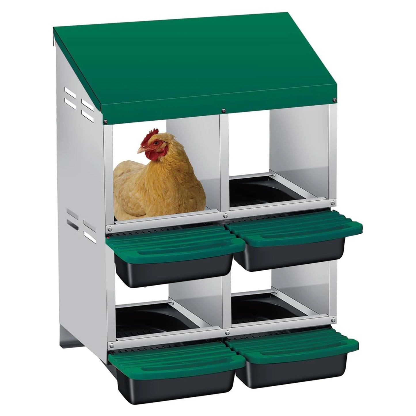 TWISTER.CK Multi-Compartment Metal Chicken Nest Box Automatic Egg Roll-Out