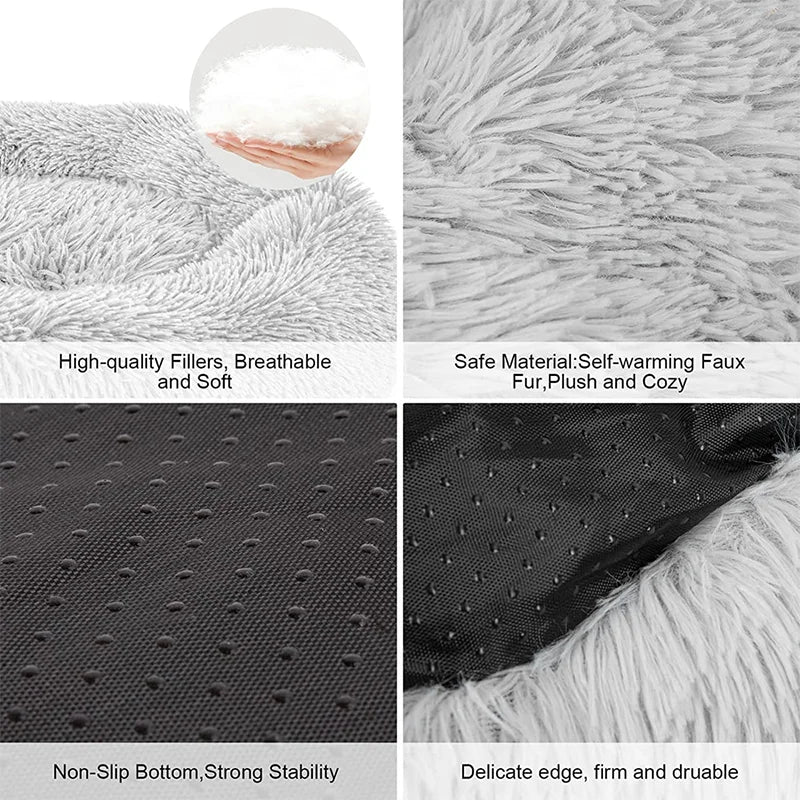 Round Plush Pet Bed for Medium Dogs and Cats Comfort