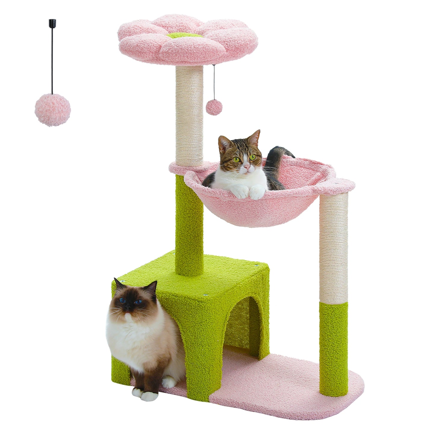 PETEPELA Flower Cat Tree With Metal Frame Hammock Indoor Cats